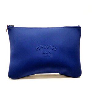 Hermes Cosmetic Pouch Navy Blue Nylon mon-272-090925